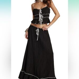 Two piece black tank and skirt set